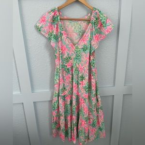 Lily Pulitzer Kawai Surf Blue So Shellegant Flutter Swing Dress